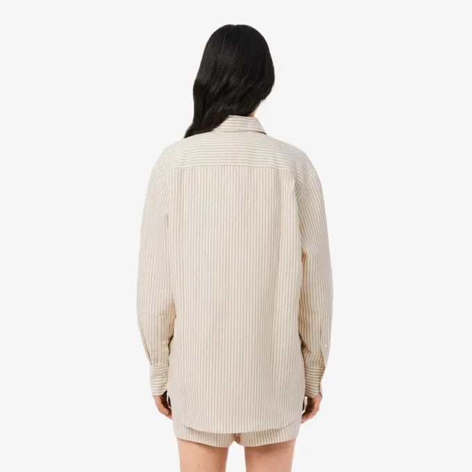 Camisa oversized em mistura de linho e algodão