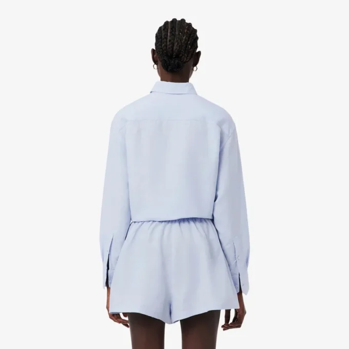 Camisa oversized em mistura de linho e algodão
