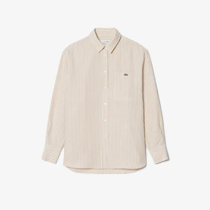 Camisa oversized em mistura de linho e algodão