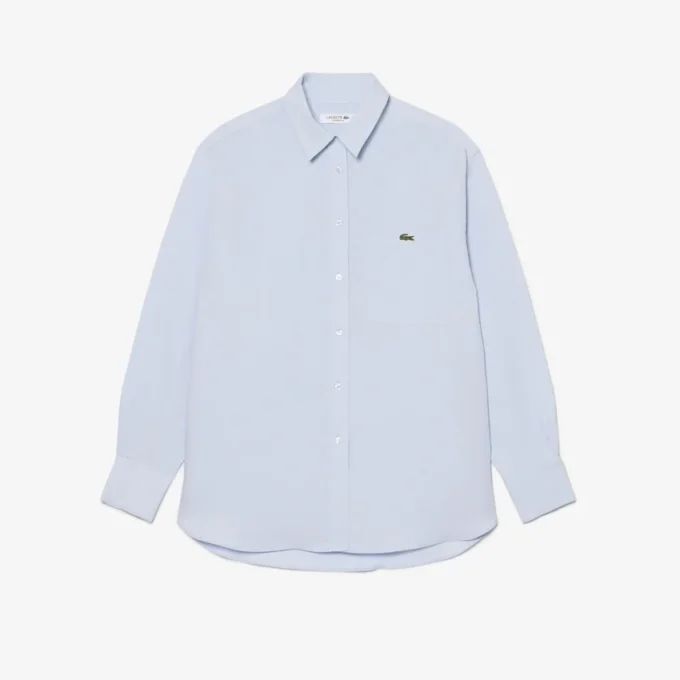 Camisa oversized em mistura de linho e algodão