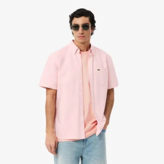 Camisa Oxford de manga curta com corte regular para homem