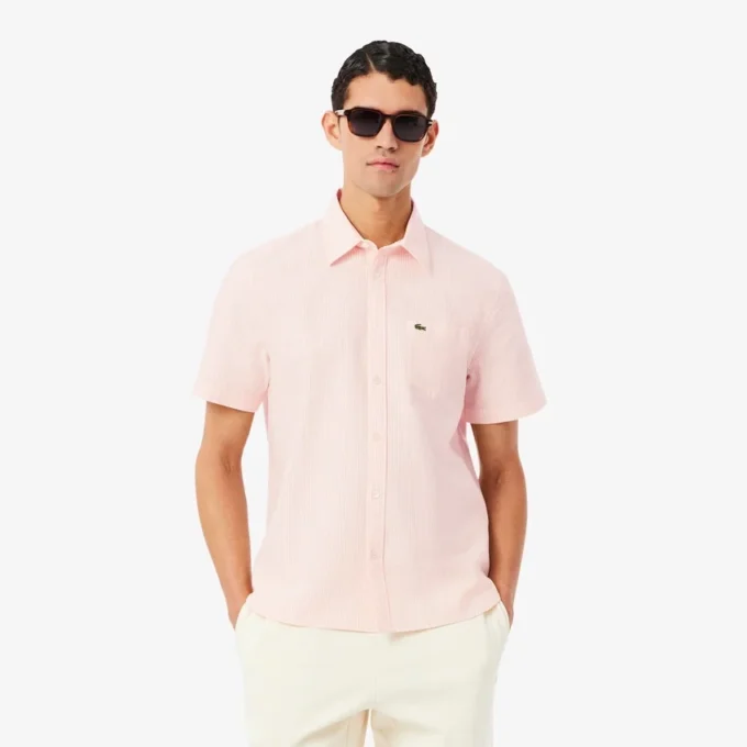 Camisa Oxford de manga curta com corte regular para homem