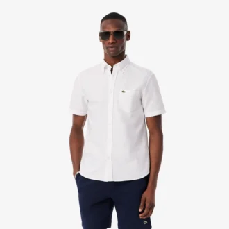 Camisa Oxford de manga curta com corte regular para homem
