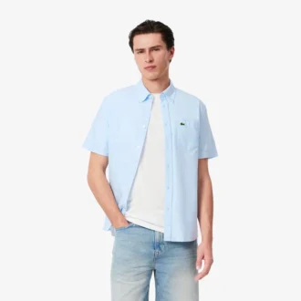 Camisa Oxford de manga curta com corte regular para homem