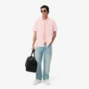 Camisa Oxford de manga curta com corte regular para homem