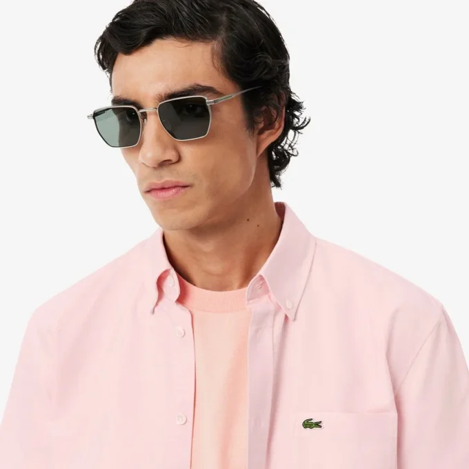 Camisa Oxford de manga curta com corte regular para homem