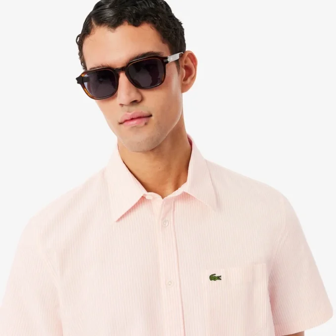Camisa Oxford de manga curta com corte regular para homem