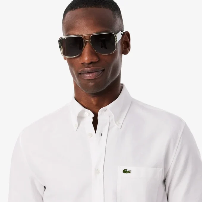 Camisa Oxford de manga curta com corte regular para homem