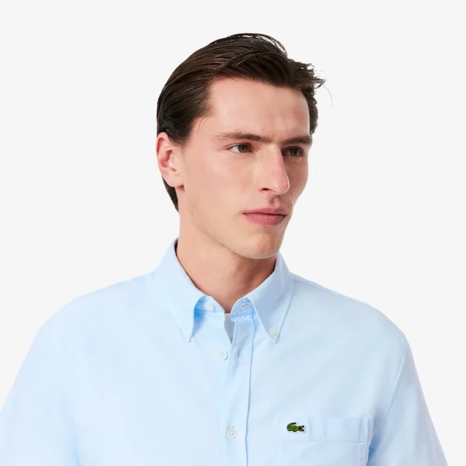 Camisa Oxford de manga curta com corte regular para homem