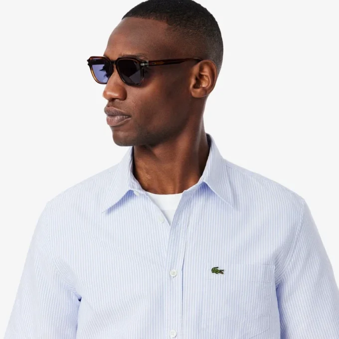 Camisa Oxford de manga curta com corte regular para homem