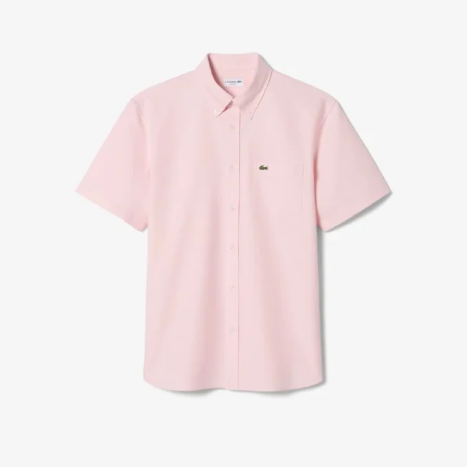 Camisa Oxford de manga curta com corte regular para homem