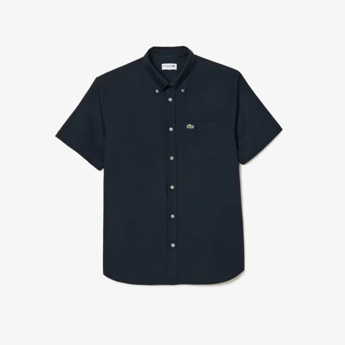 Camisa Oxford de manga curta com corte regular para homem