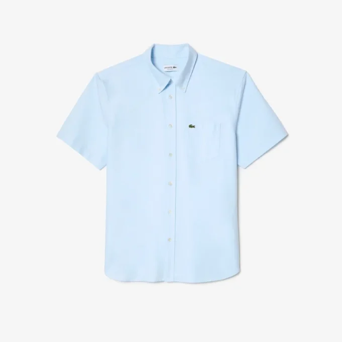 Camisa Oxford de manga curta com corte regular para homem