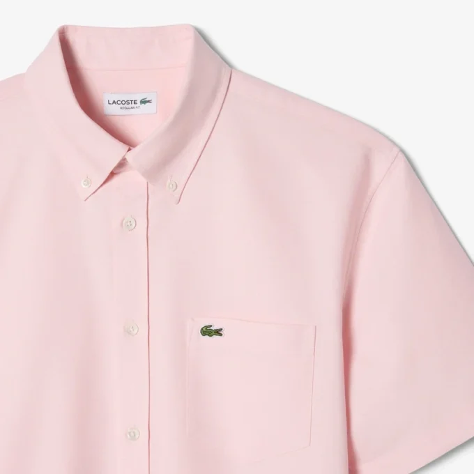 Camisa Oxford de manga curta com corte regular para homem