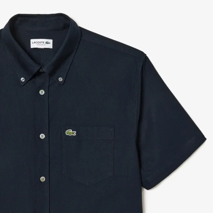 Camisa Oxford de manga curta com corte regular para homem