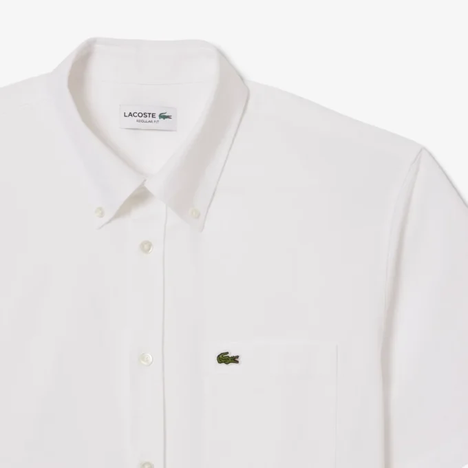 Camisa Oxford de manga curta com corte regular para homem