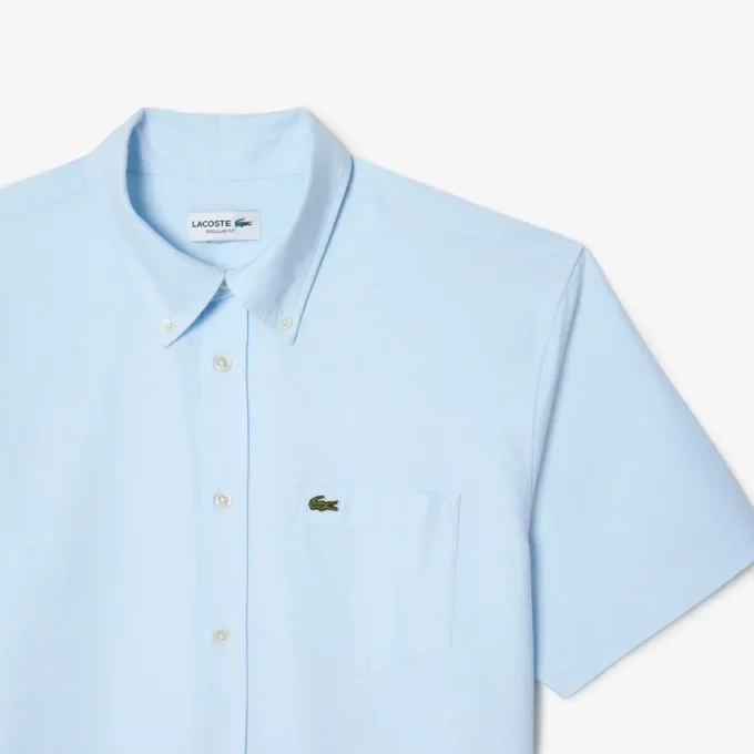 Camisa Oxford de manga curta com corte regular para homem