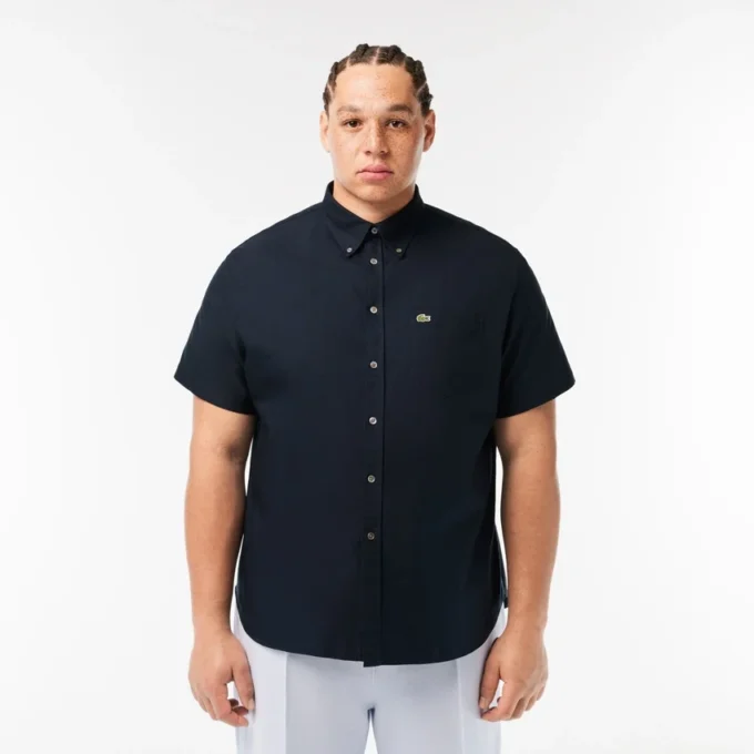 Camisa Oxford de manga curta com corte regular para homem