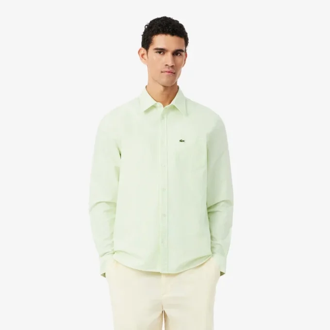 Camisa Oxford às riscas de corte regular para homem