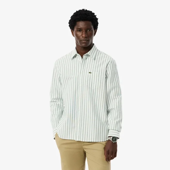 Camisa Oxford às riscas de corte regular para homem
