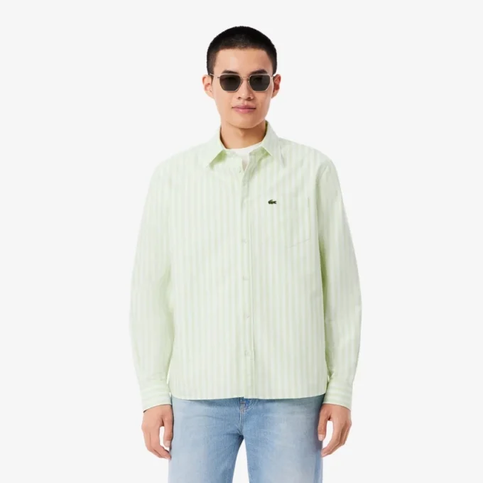 Camisa Oxford às riscas de corte regular para homem