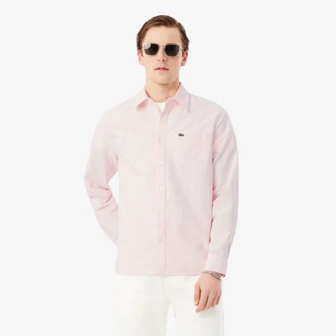 Camisa Oxford às riscas de corte regular para homem