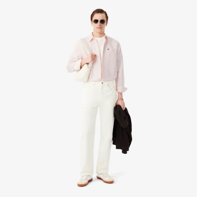 Camisa Oxford às riscas de corte regular para homem