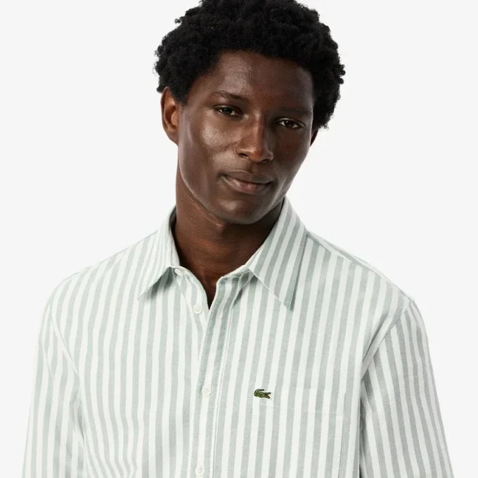 Camisa Oxford às riscas de corte regular para homem