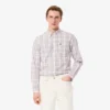 Camisa xadrez elástica de corte justo para homem