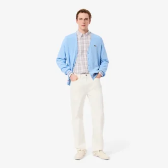 Camisa xadrez elástica de corte justo para homem