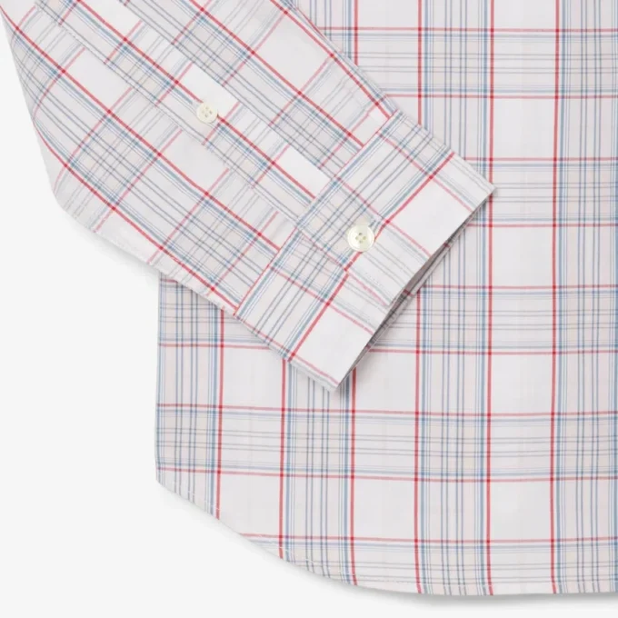 Camisa xadrez elástica de corte justo para homem