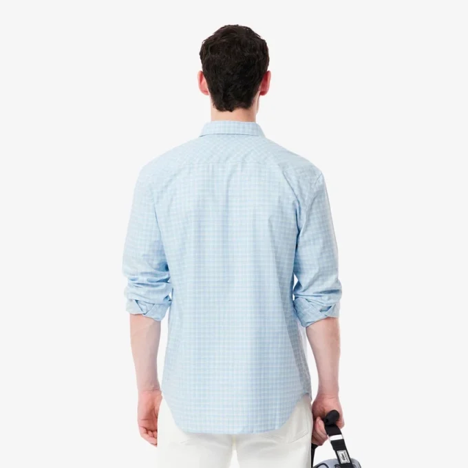 Camisa xadrez elástica de corte regular para homem