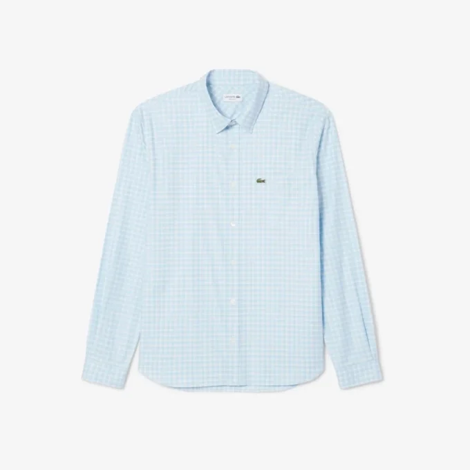 Camisa xadrez elástica de corte regular para homem