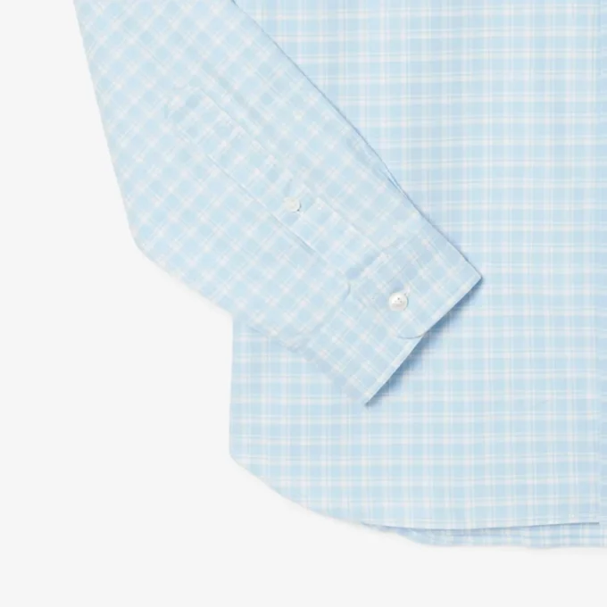 Camisa xadrez elástica de corte regular para homem