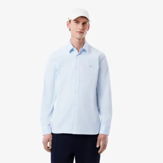 Camisas de botões elásticas de corte justo para homem