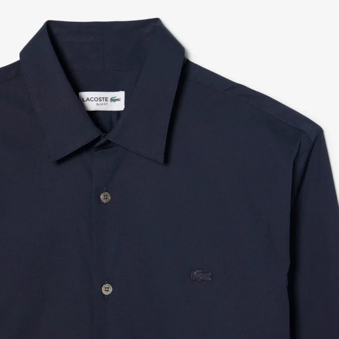 Camisas de botões elásticas de corte justo para homem