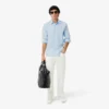 Camisas de botões elásticas de corte justo para homem