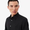 Camisas de botões elásticas de corte justo para homem