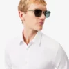 Camisas de botões elásticas de corte justo para homem