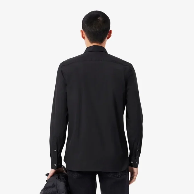 Camisas de botões elásticas de corte justo para homem