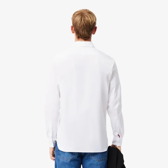 Camisas de botões elásticas de corte justo para homem