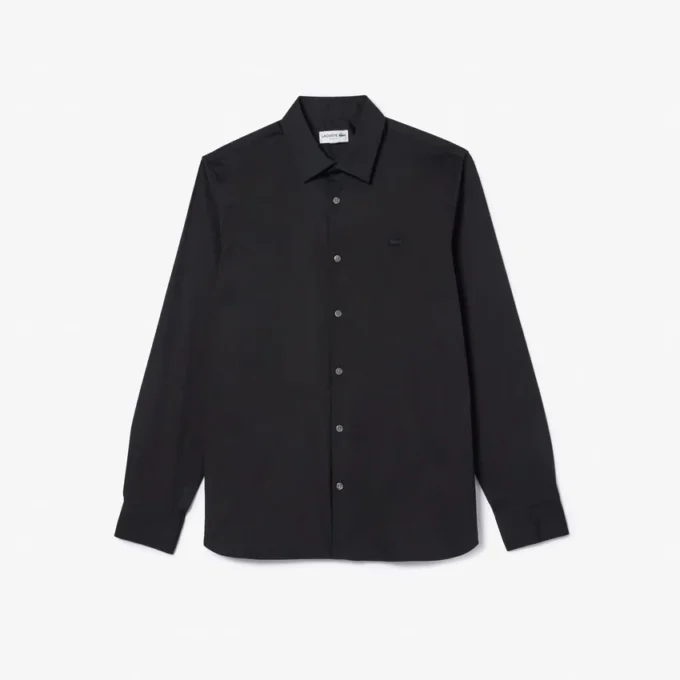 Camisas de botões elásticas de corte justo para homem