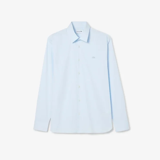 Camisas de botões elásticas de corte justo para homem