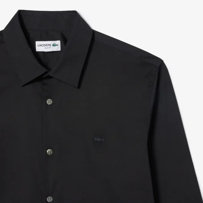 Camisas de botões elásticas de corte justo para homem
