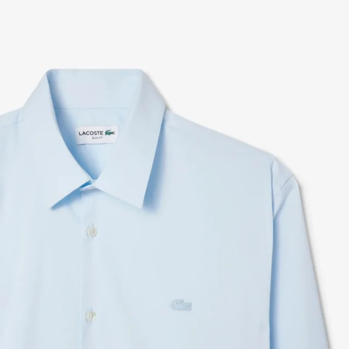 Camisas de botões elásticas de corte justo para homem