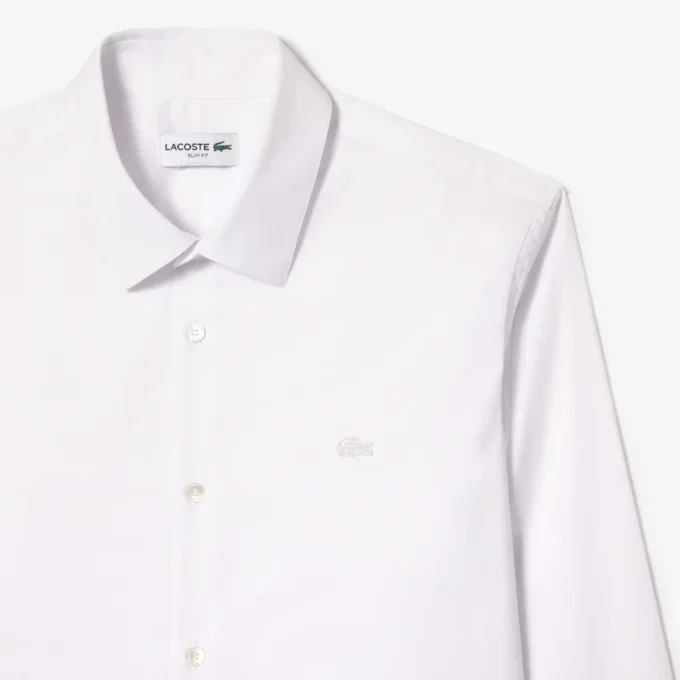 Camisas de botões elásticas de corte justo para homem
