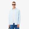 Camisas de botões em tecido elástico às riscas, corte justo, para homem