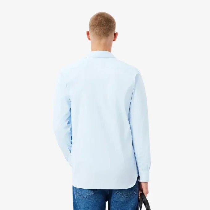 Camisas de botões em tecido elástico às riscas, corte justo, para homem