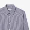 Camisas de botões em tecido elástico às riscas, corte justo, para homem