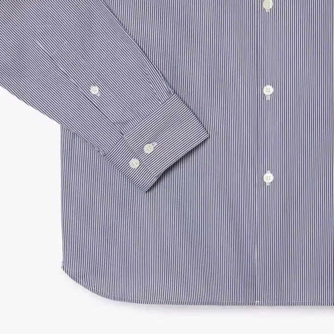 Camisas de botões em tecido elástico às riscas, corte justo, para homem
